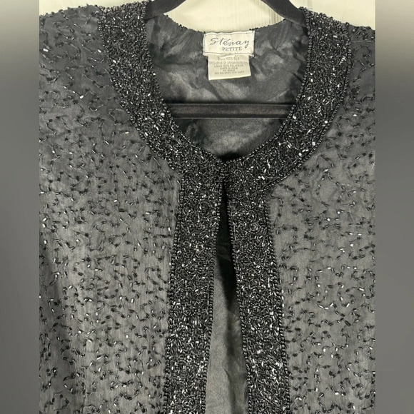 Stenay Petite Large 100% Silk Fully Beaded Evening Jacket Black - Picture 2 of 11